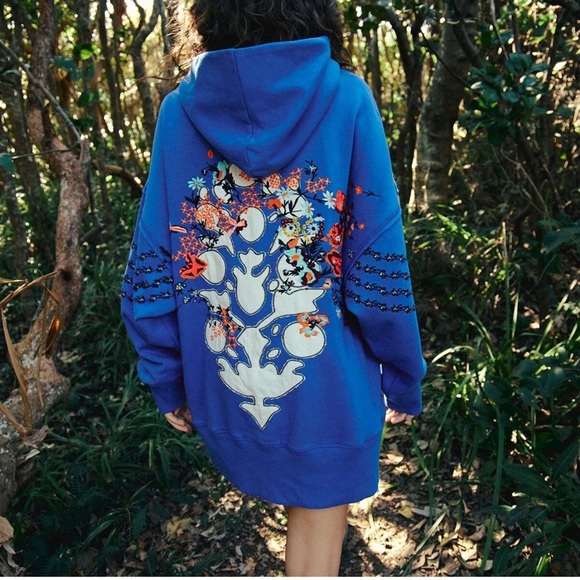Free People Tops - SOLD! FP Movement At My Best Embroidered Sweatshirt In Stellar Blue Size Medium